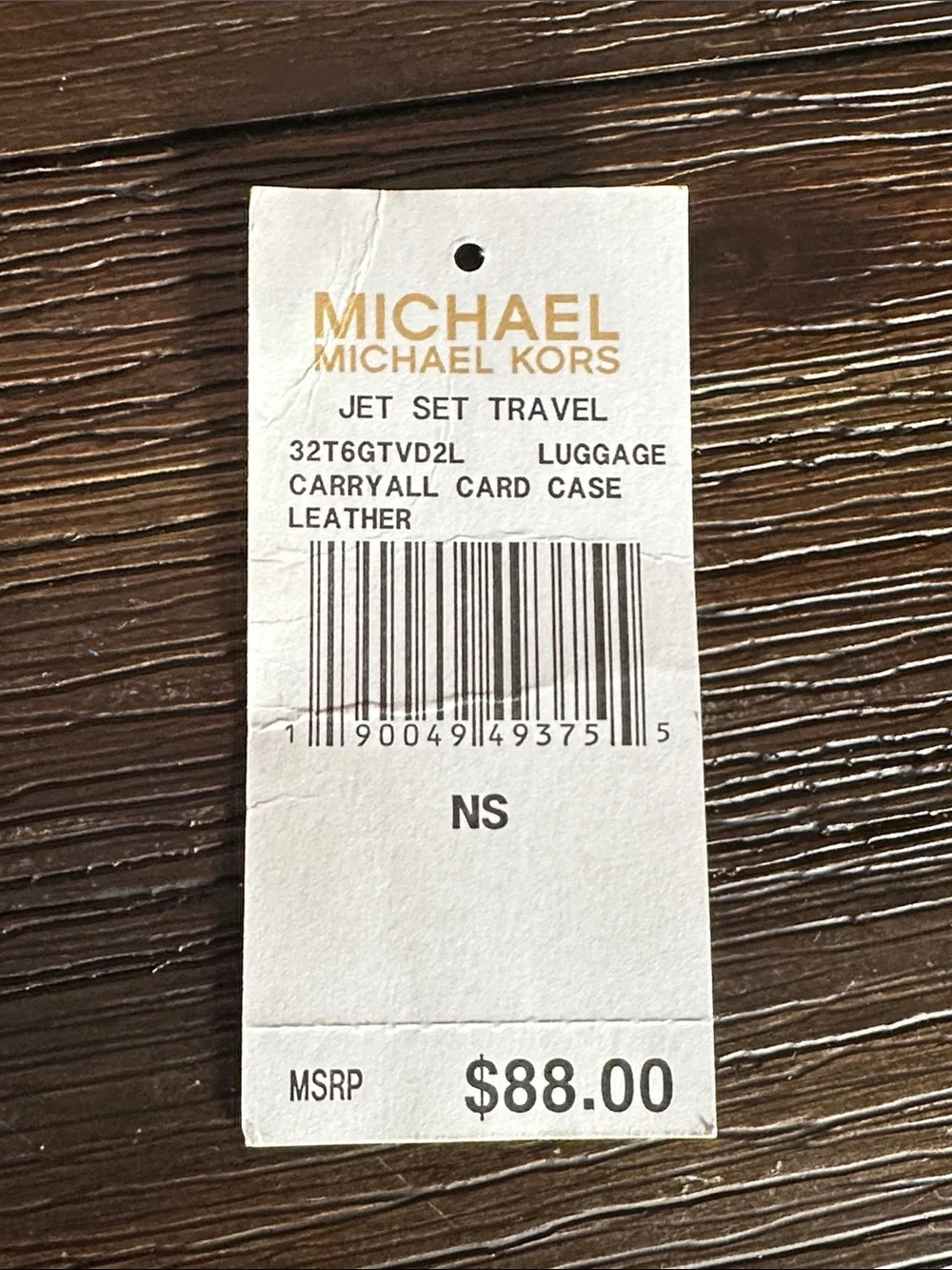 NWT Michael Kors Jet Set Brown Saffiano Trifold Wallet with Gold Logo